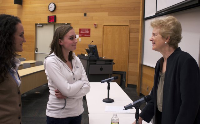 Doctors of the Dark Side Director Martha Davis talks with students at Columbia. 